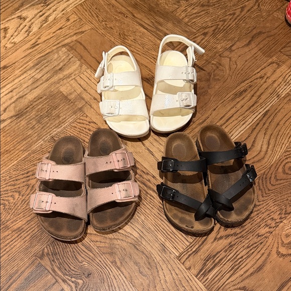 Birkenstock Kids Sandals - White, Pink, and Black - Picture 1 of 4